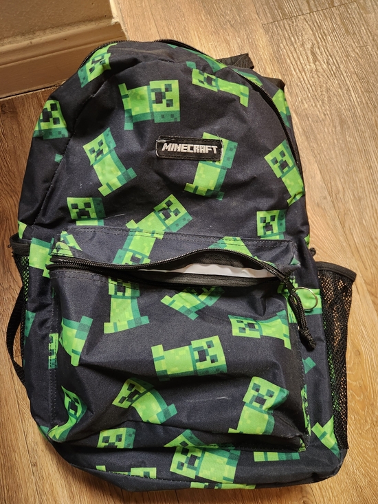 Other - Black Backpack with Green Creeper Print